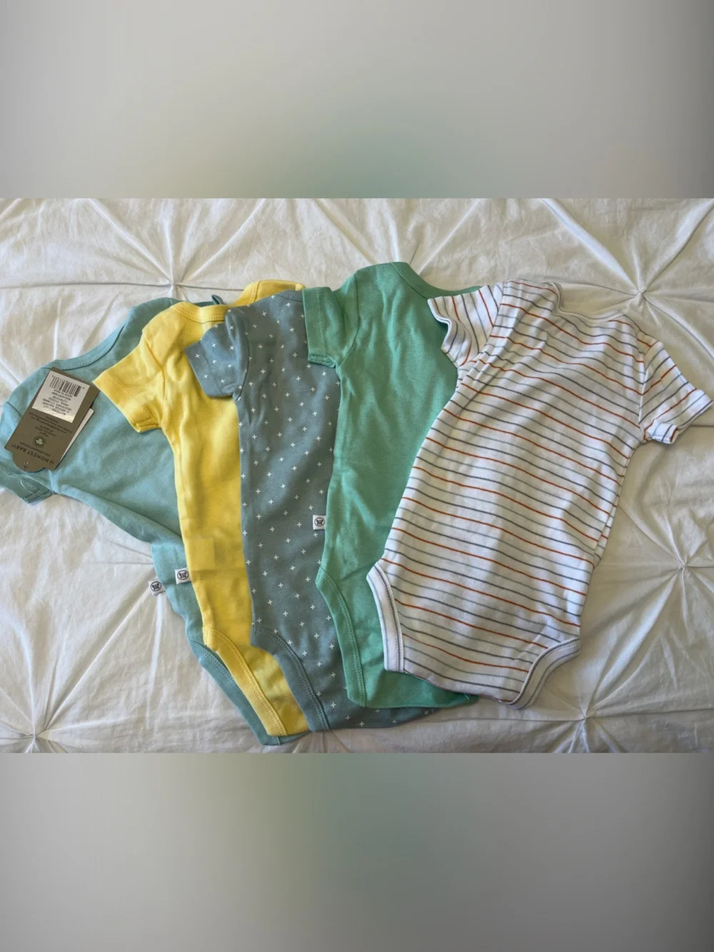 Sleeveless Baby Bodysuit Set in Mint, Teal, Yellow, Gray & Stripe